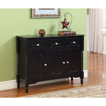 Solid Wood Black Finish Sideboard Console Table with Storage Drawres - Deals Kiosk