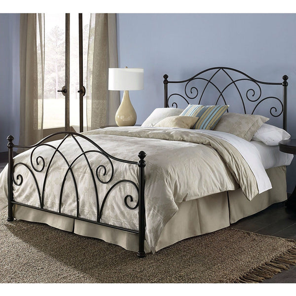 King size Complete Elegant Metal Bed Frame with Spiral Pattern Headboard and Footboard - Deals Kiosk