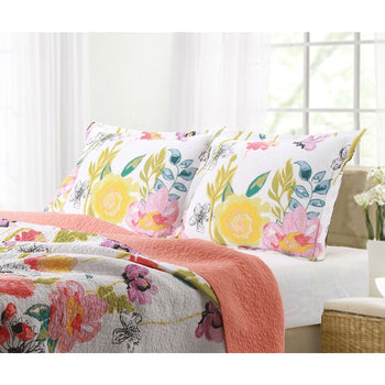 King size 3-Piece Cotton Quilt Set with Multi-Color Floral Pattern - Deals Kiosk