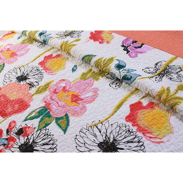 King size 3-Piece Cotton Quilt Set with Multi-Color Floral Pattern - Deals Kiosk