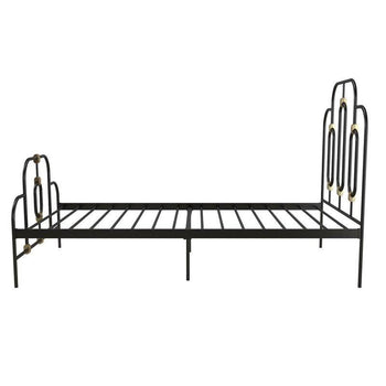 King Farmhouse Style Metal Platform Bed in Black Gold Finish - Deals Kiosk