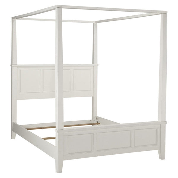 King size Contemporary Canopy Bed in White Wood Finish - Deals Kiosk