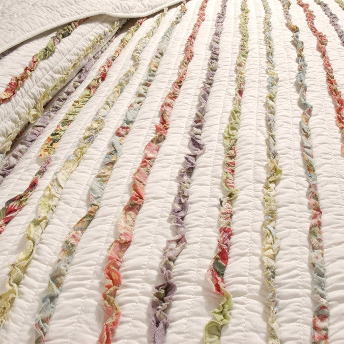 King 100% Cotton 3-Piece Oversized Quilt Set with Ruffle Stripes - Deals Kiosk