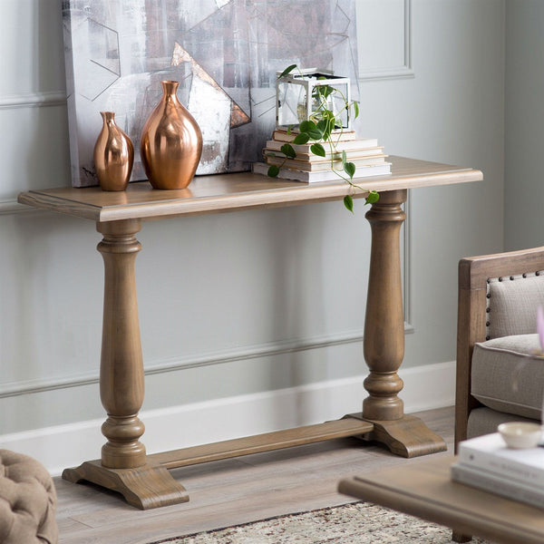 Driftwood Contemporary Classic Console Sofa Table with Pedestal Legs - Deals Kiosk