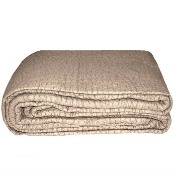 King size 3-Piece Quilted Bedspread Set 100% Cotton in Taupe - Deals Kiosk