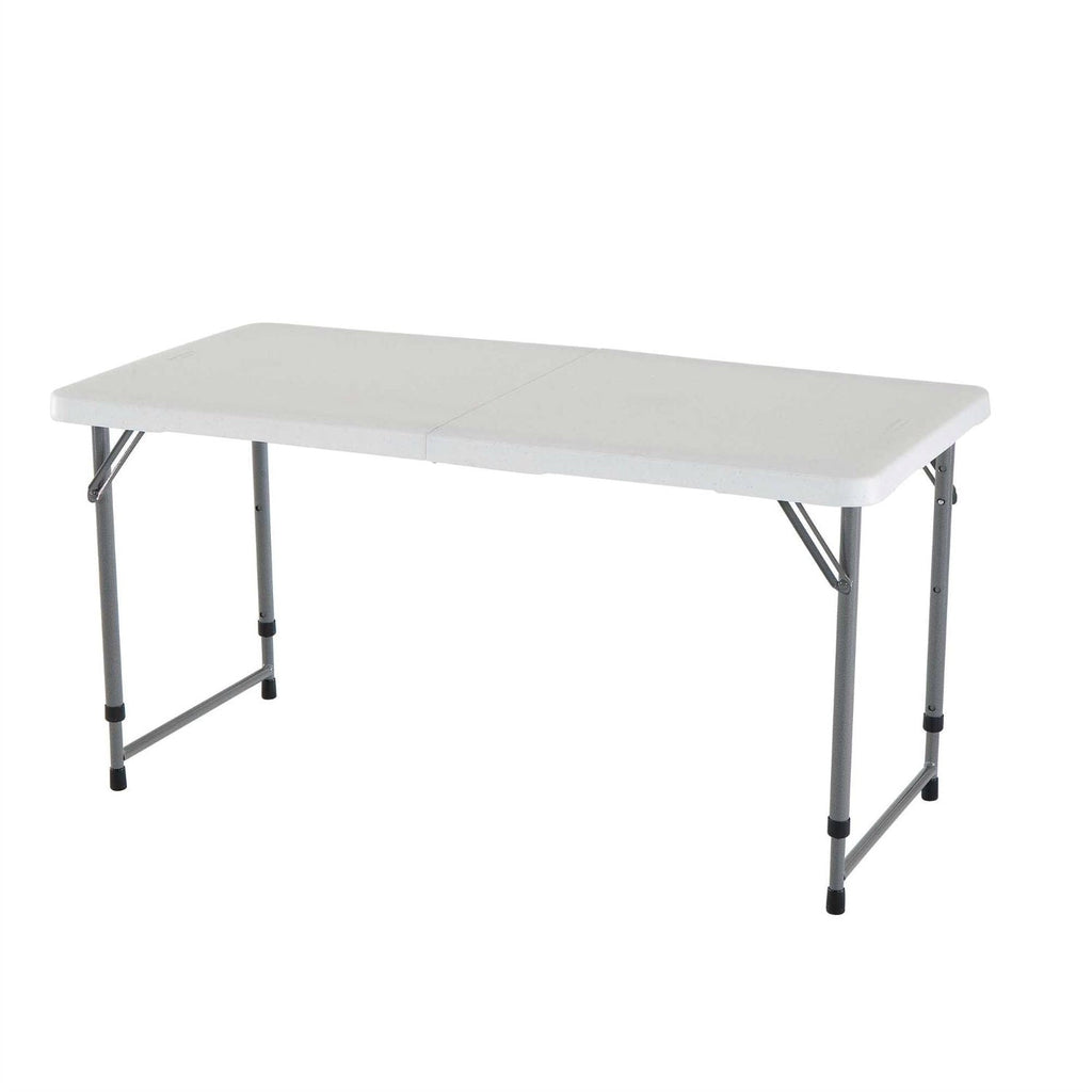Adjustable Height White HDPE Folding Table with Powder Coated Steel Frame - Deals Kiosk