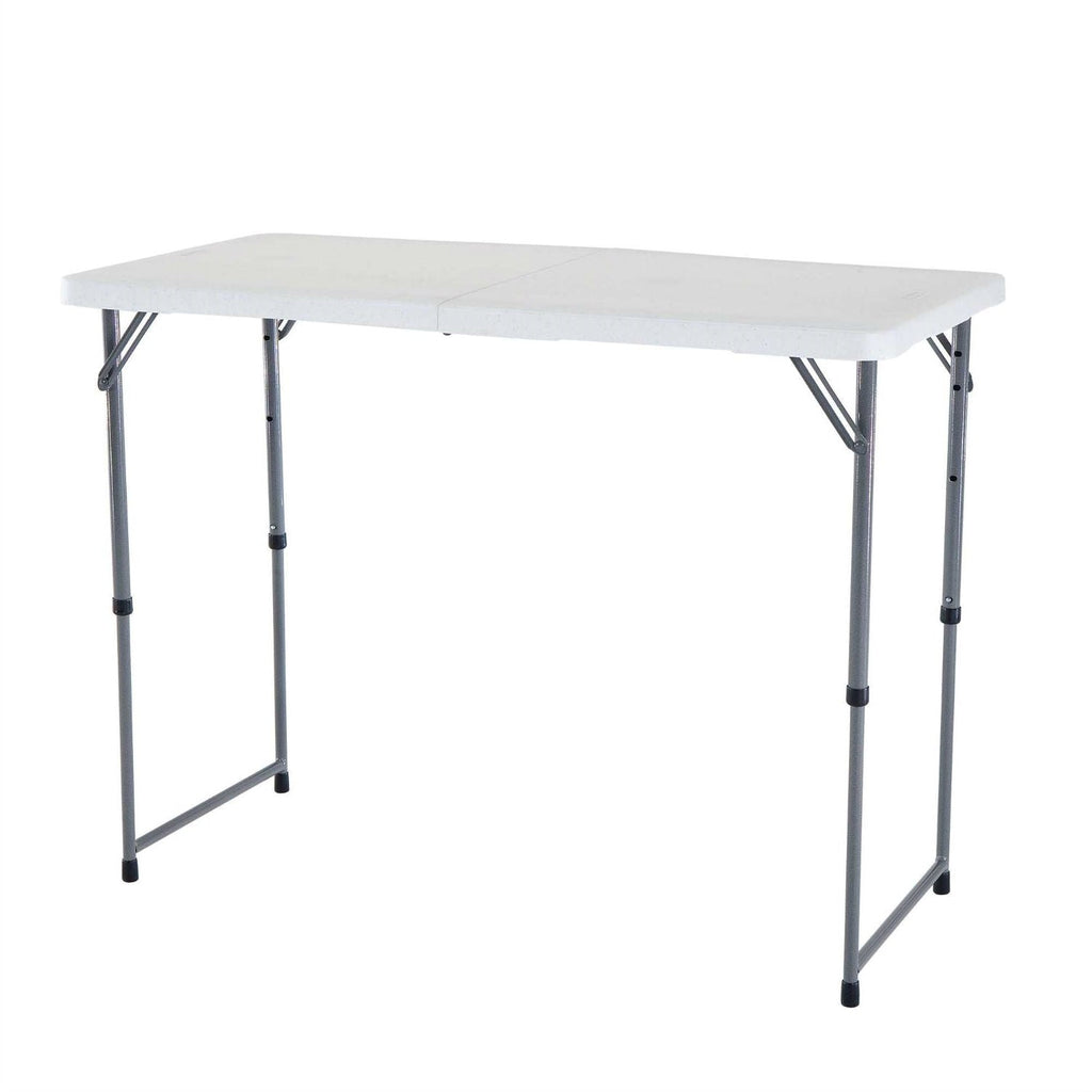 Adjustable Height White HDPE Folding Table with Powder Coated Steel Frame - Deals Kiosk