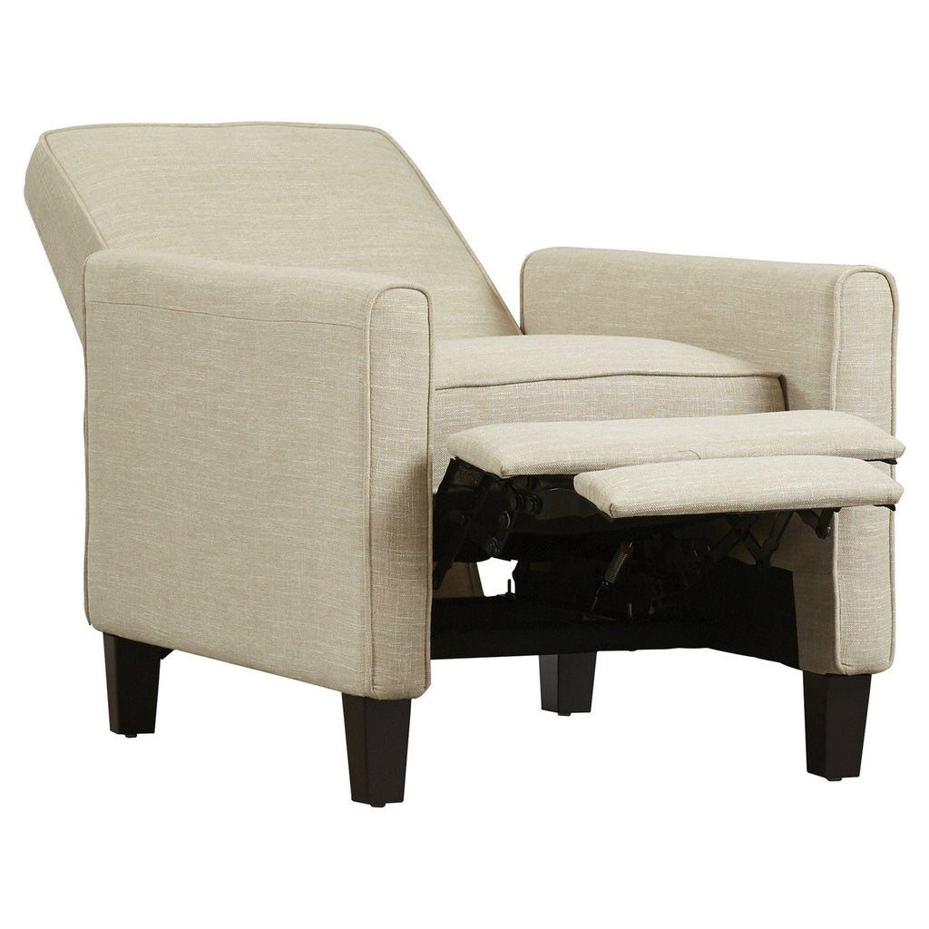 Club Chair Recliner Lounge in Light Beige Linen Upholstery - Deals Kiosk