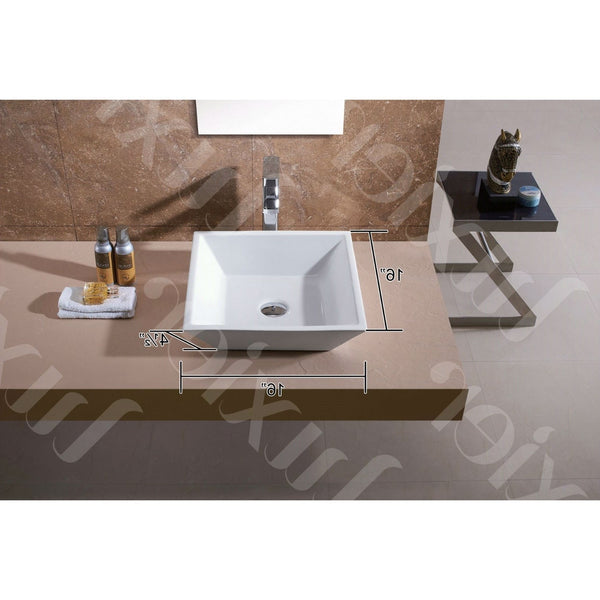 Contemporary White Ceramic Porcelain Vessel Bathroom Vanity Sink - 16 x 16-inch - Deals Kiosk