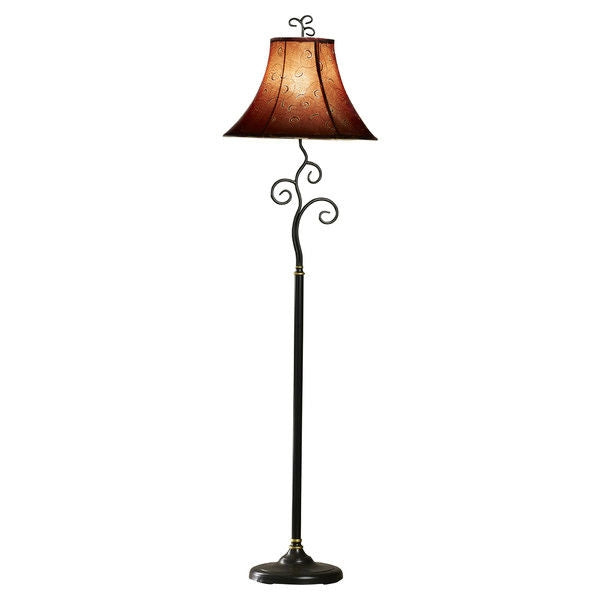 Contemporary 61-inch Tall Floor Lamp with Red and Gold Bell Shade - Deals Kiosk