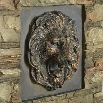 Indoor / Outdoor Water Fountain with Bronze Hued Lion Head - Deals Kiosk