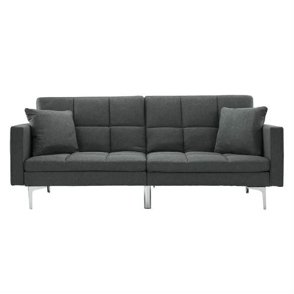 Grey Linen Split-Back Modern Sleeper Sofa Couch - Deals Kiosk