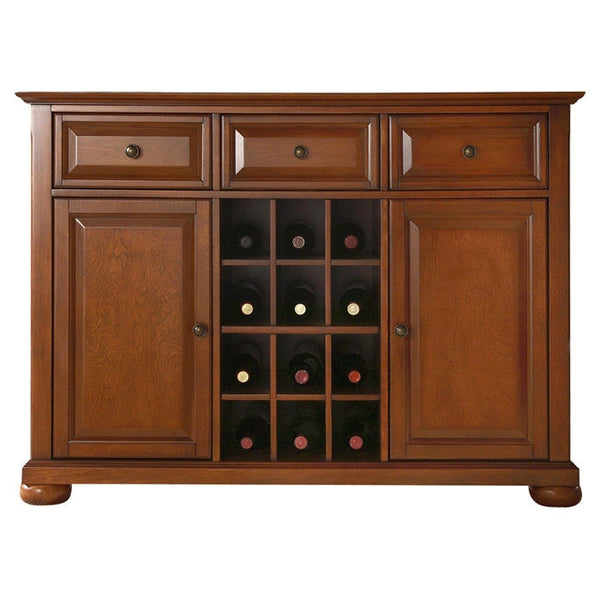 Cherry Wood Dining Room Storage Buffet Cabinet Sideboard with Wine Holder - Deals Kiosk