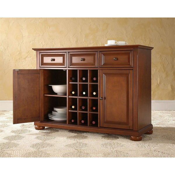 Cherry Wood Dining Room Storage Buffet Cabinet Sideboard with Wine Holder - Deals Kiosk