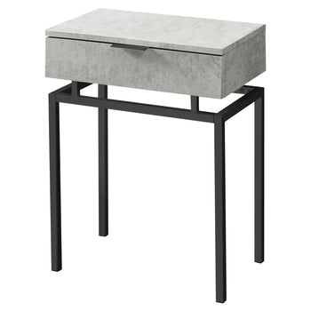 24in Modern End Table 1 Drawer Nightstand Grey with Black Metal Legs