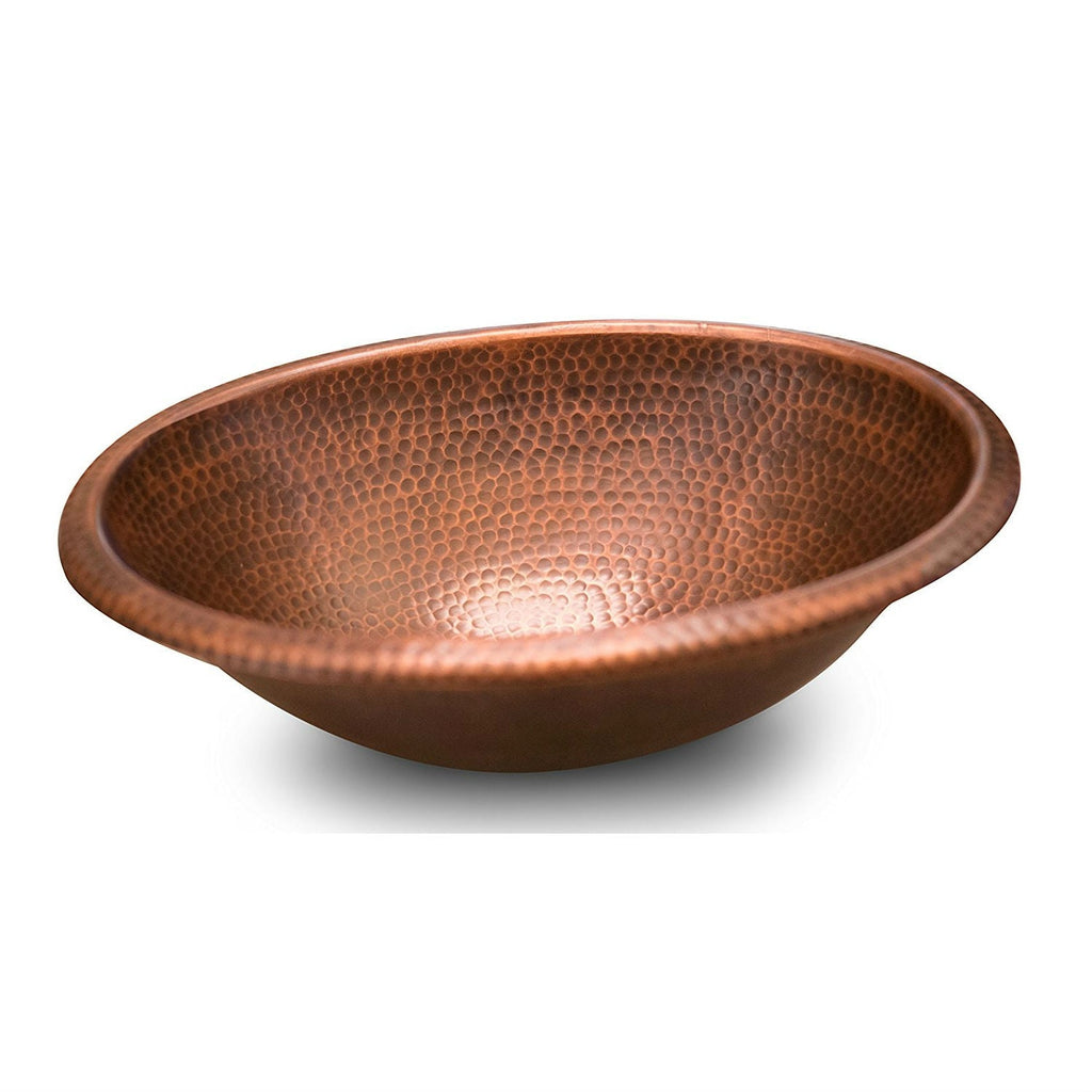 Hammered Copper Oval Bathroom Sink Vessel 17 x 13 inch