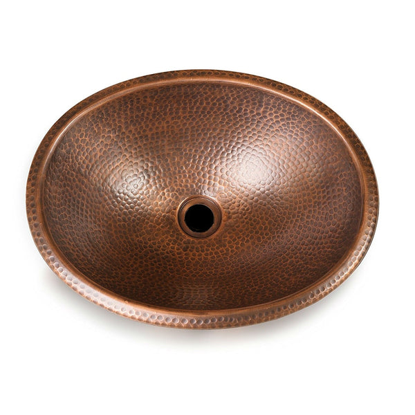 Hammered Copper Oval Bathroom Sink Vessel 17 x 13 inch - Deals Kiosk