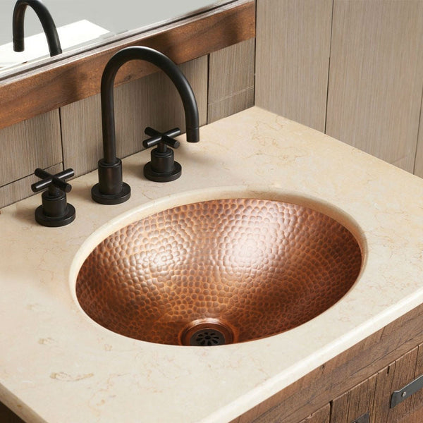 Hammered Copper Oval Bathroom Sink Vessel 17 x 13 inch - Deals Kiosk