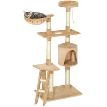 Beige 59 Inch Large Cat Tree Scratcher Condo Play House - Deals Kiosk