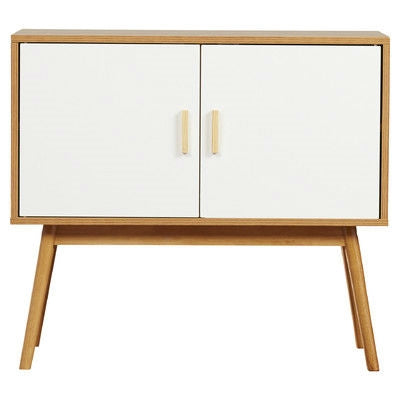Mid-Century Modern Console Table Storage Cabinet with Solid Wood Legs - Deals Kiosk
