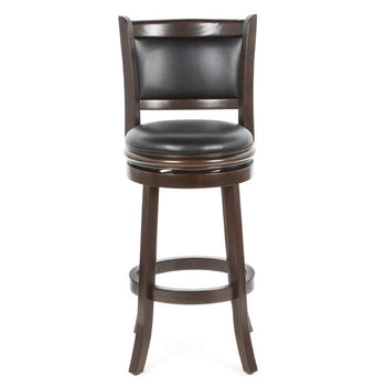 Cappuccino 29-inch Swivel Barstool with Faux Leather Cushion Seat - Deals Kiosk
