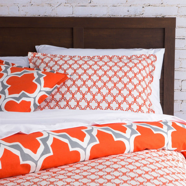 Full / Queen Orange Gray Fresh Start 3 piece Comforter Set - Deals Kiosk