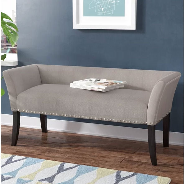Modern Mid-Century Grey Upholstered Accent Bench - Deals Kiosk