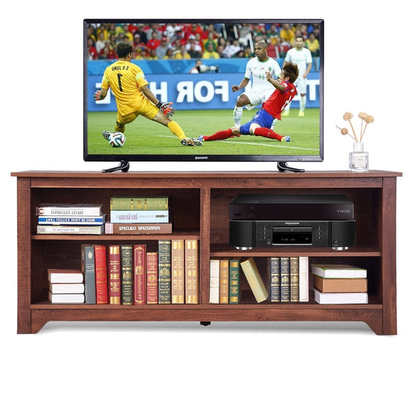 Medium Brown Wood TV Stand Entertainment Center for up to 60-inch TV - Deals Kiosk