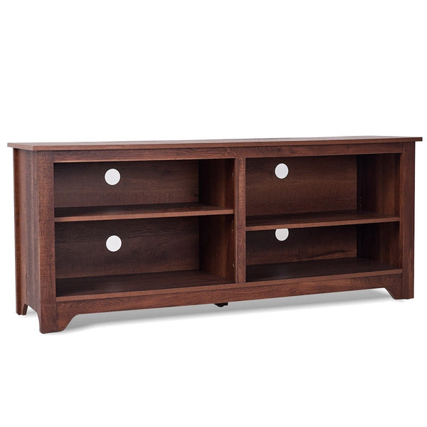 Medium Brown Wood TV Stand Entertainment Center for up to 60-inch TV - Deals Kiosk