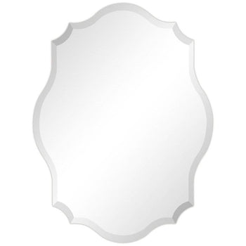 Modern Frameless 32 x 24 inch Scalloped Beveled Accent Bathroom Mirror