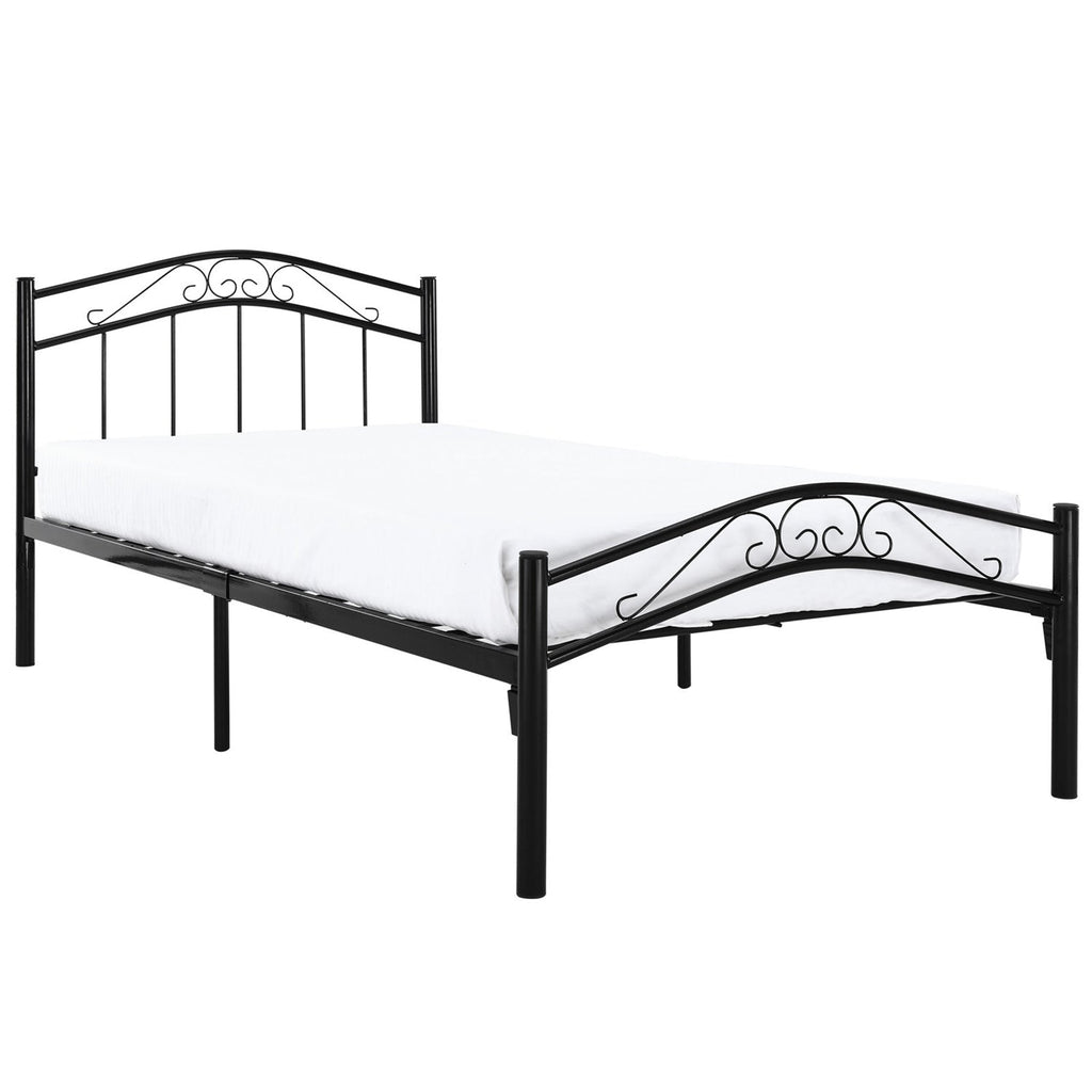 Twin size Black Metal Platform Bed with Headboard and Footboard - Deals Kiosk