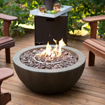 28-inch Round Gray Enviro Stone Natural Gas Fire Pit Bowl - Deals Kiosk