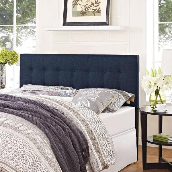 Full size Navy Fabric Modern Upholstered Headboard - Deals Kiosk