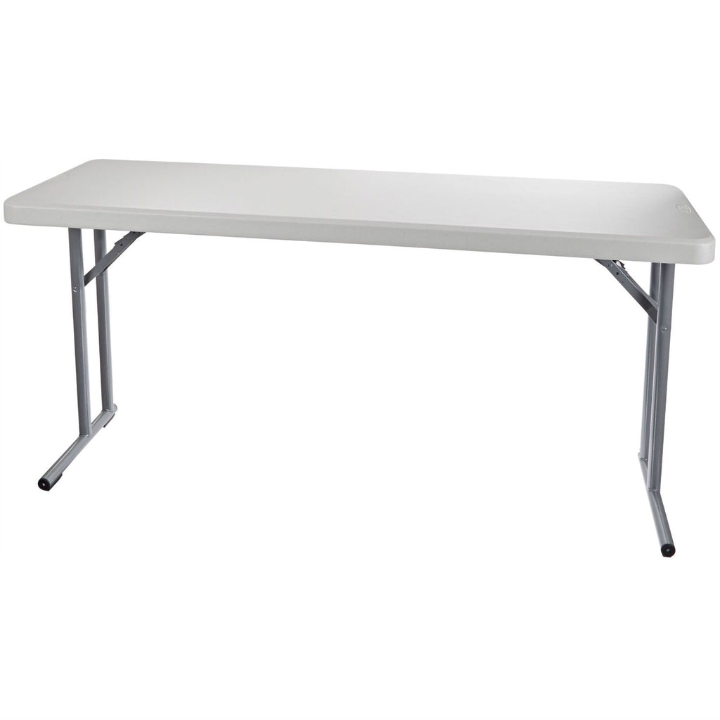 Steel Frame Rectangular Folding Table with Speckled Gray Top