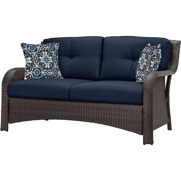 Outdoor 6-Piece Resin Wicker Patio Furniture Lounge Set with Navy Blue Cushions - Deals Kiosk