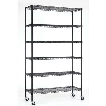 Heavy Duty 6-Shelf Adjustable Metal Shelving Rack with Casters - Deals Kiosk
