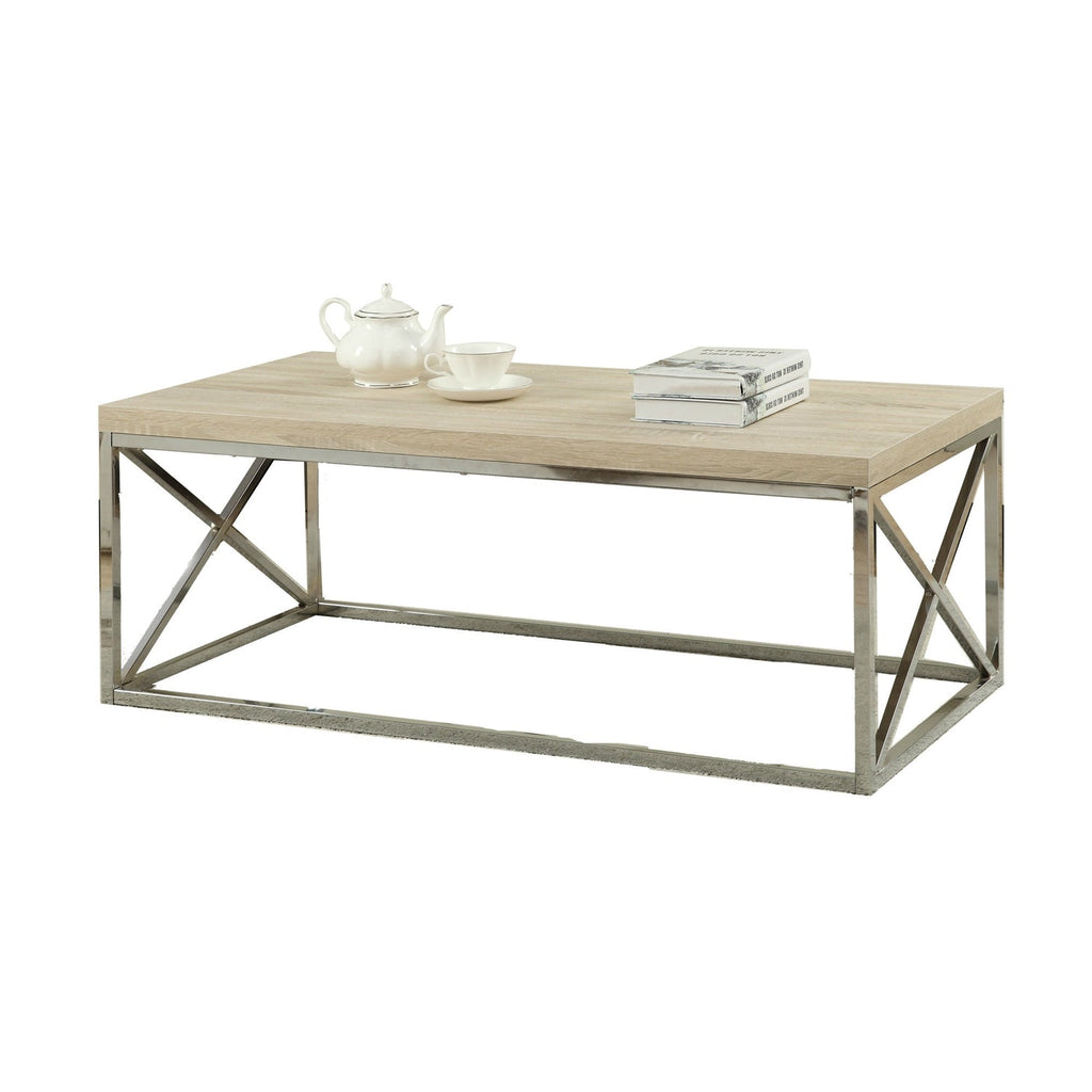 Modern Rectangular Coffee Table with Natural Wood Top and Metal Legs - Deals Kiosk