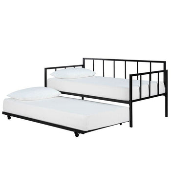 Twin size Heavy Duty Metal Daybed with Roll-Out Trundle Bed - Deals Kiosk