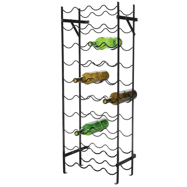 Black Metal 40-Bottle Wine Rack with Wall Anchors