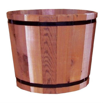 18.5-inch Outdoor Barrel Planter in Cedar Wood - Made in USA - Deals Kiosk