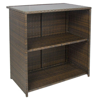 Outdoor 3-Piece PE Wicker Bar Set with Table and Stools - Deals Kiosk