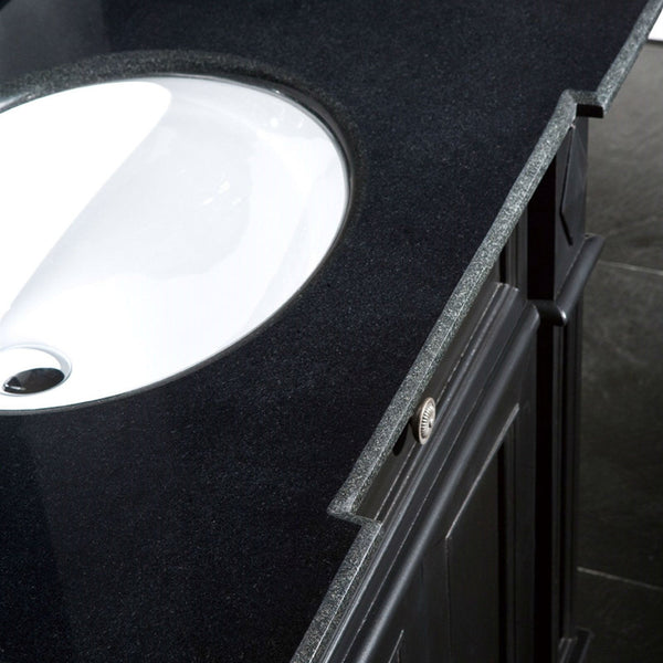 Single Sink Bathroom Vanity with Cabinet & Black Granite Countertop / Backsplash - Deals Kiosk