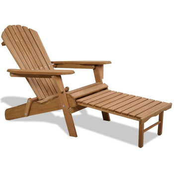 Folding Wood Adirondack Chair with Pull-Out Foot Rest Ottoman - Deals Kiosk