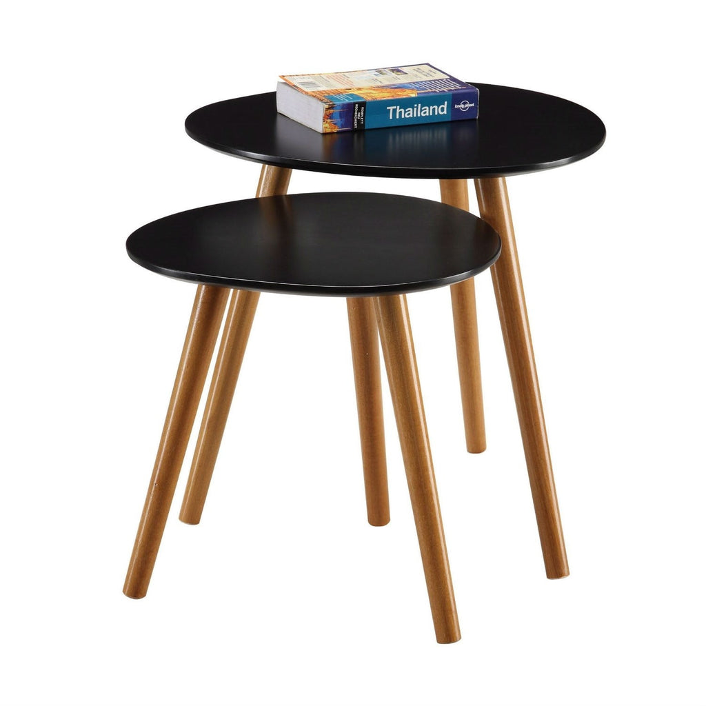 Set of 2 - Modern Mid-Century Style Nesting Tables End Table in Black - Deals Kiosk