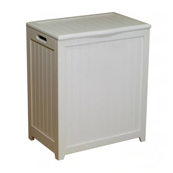 White Solid Wood Rectangular Laundry Hamper - Deals Kiosk
