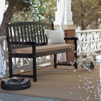 5-Ft Outdoor Curved Back Garden Bench with Armrest in Black Wood Finish - Deals Kiosk