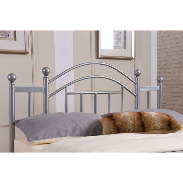 Full size Silver Metal Platform Bed Frame with Arched Headboard - Deals Kiosk
