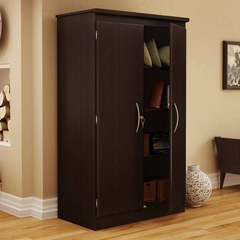 Black Storage Cabinet with 2-Doors Great for Bedroom Wardrobe Armoire and Office - Deals Kiosk