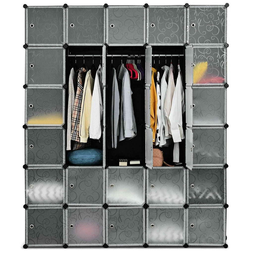 30 Cube Black Portable Closet Wardrobe Shelving Cabinet Unit - Deals Kiosk