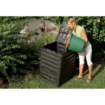 UV-Resistant Black Recycled Plastic Compost Bin with Lid - 79 Gallon - Deals Kiosk